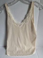 Vintage Rogers Camisole Beige Nylon Lace Size 36