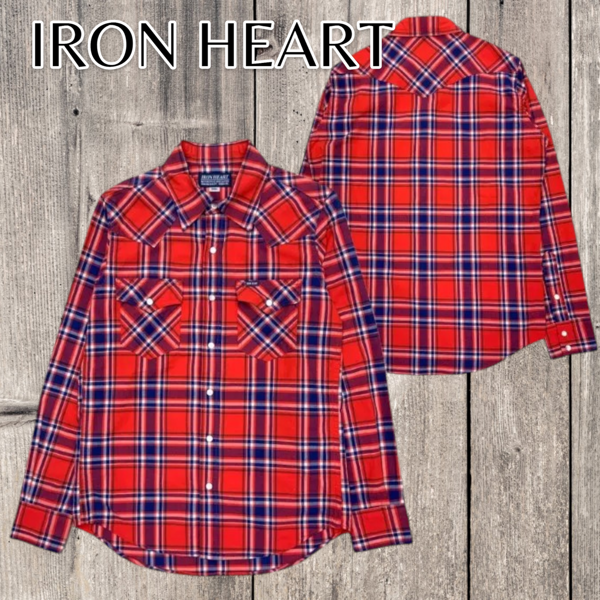 新品！IRON HEART 赤黒ウエスタンチェックネルシャツXL IHSH-232-RED - Ultra Heavy Flannel Buffalo Check Western Shirt