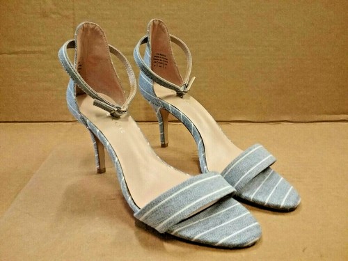 light blue denim pumps
