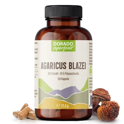 DORADO SUPERFOODS Agaricus Blazei 20:1 Extrakt Kapseln - 120 x Stück | 40-Tage-Vorrat