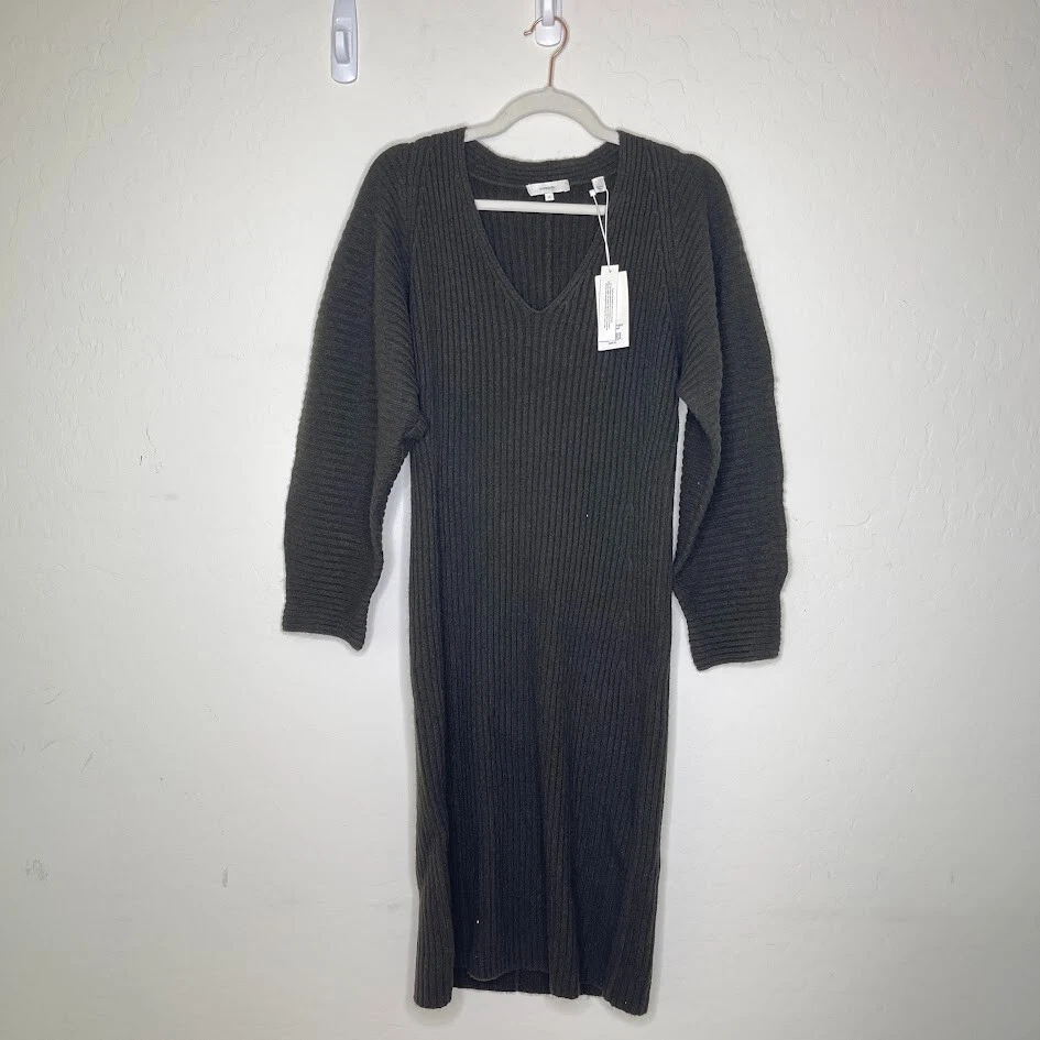 VETEMENTS NUOVO VINCE donna taglia M lana yak maglione vestito maglia a costine tubino elasticizzato accogliente