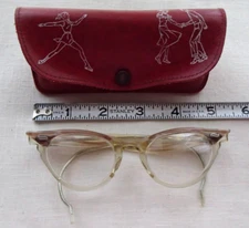 Vintage Cat Eye Glasses With Red Leather Case-Child Size