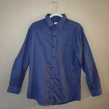 Haggar Men  s Blue Button Up Dress Shirt Medium Long Sleeve