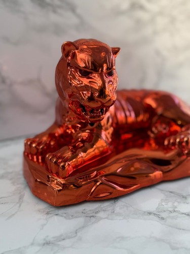 Retro Sci-Fi Jaguar horror Landline Phone Chrome Rose Gold Light Up Eyes Vintage - Picture 5 of 16