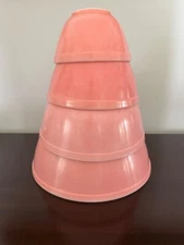 Vtg. Pyrex Nesting Mixing Bowls Flamingo Pink Set of 4  401, 402, 403, 404
