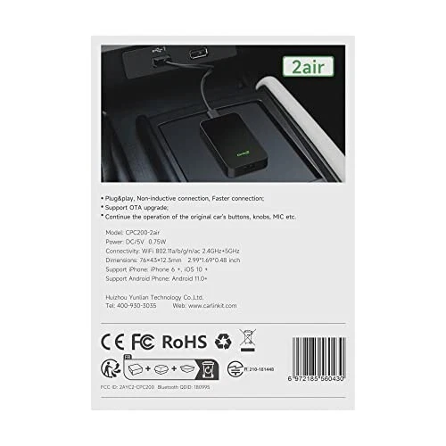 CarlinKit 5.0 Wireless CarPlay/Android Auto Adapter, Plug & Play, Dual Channel - Picture 10 of 17