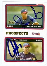 Andy Marte and Jeff Francoeur autographed baseball card (Braves) 2005 Topps #691