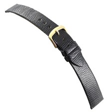 20mm Milano Black Genuine Java Lizard Flat Unstitched Watch Band LONG 19700