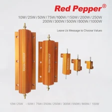 100W-500W Gold Al Load Resistor 0.1Ω-10KΩ  High Power Wirewound Heatsink