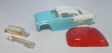 "NEW" T-DASH 50'S COUPE TURQUOISE/WHITE TWO TONE T JET BODY RED WINDSHIELD