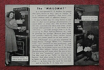 1944 USPS Vereinigte Staaten Post Service Pitney Bowes Co. '' Mail O Mat