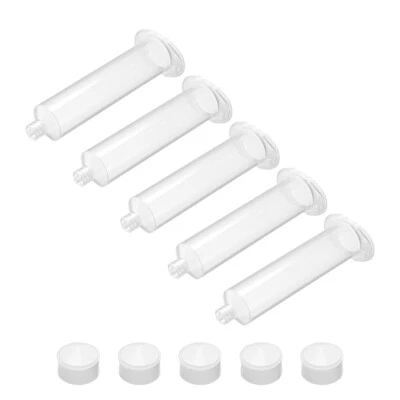 UXCELL 30CC/30ML Clear Adhesive Syringes Tube Sleeve with Piston for Industrial, 5 Pcs