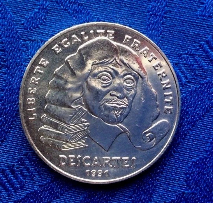 MONNAIE DE 100F DESCARTES 1991 EN ARGENT MASSIF 900% - Photo 1/2