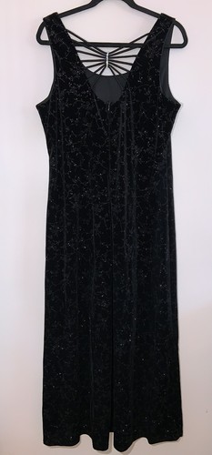 Vestido negro Another Thyme para mujer 18 A línea brillo patrón floral espalda con joyas - Imagen 3 de 4