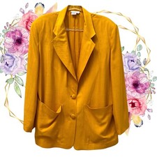 80s 90s Yellow Silk Oversized Boyfriend Blazer • Minimalist New Wave Miami Vice
