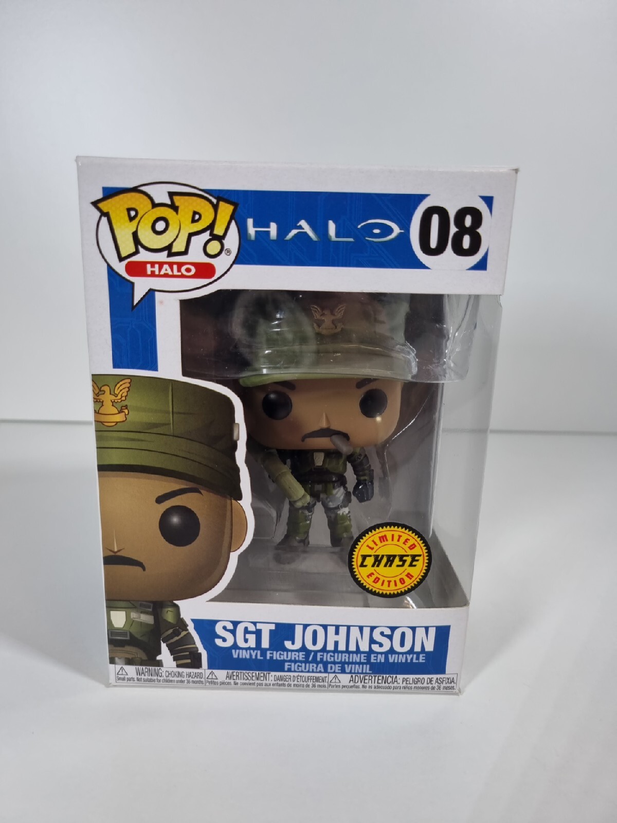 Figura De Vinilo Funko Pop Halo 08 Sgt Johnson Chase Exclusiva Microsoft Xbox Bóveda