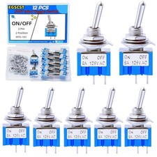 12PCS Mini Toggle Switch SPST 6A 125V Miniature ON/Off 2 Pin 2 Position Micro Ro