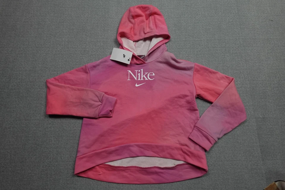 Nike Hoodie Girls Large Pink Ombre Fleece Logo Pullover Sweatshirt Swoosh NWT - Image 4 of 4