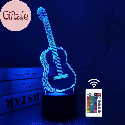 3D Night Light Guitar Gifts for Music Lover, 3D Illusion Lamp with Remote Contro