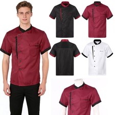 Unisex Short Sleeve Chef Jacket Hotel Restaurant Cook Coat Uniform with Pocket