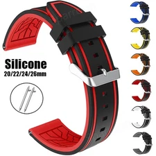 New Men's Sports Waterproof Silicone Rubber Watch Strap Band 20mm 22mm 24mm 26mm