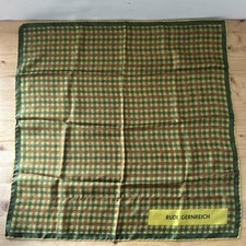 Rudi Gernreich Silk Scarf Vtg 1960s MCM Green/Brown Checked Made in Japan 23" Sq