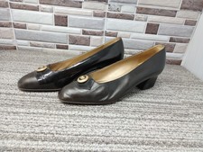 Vtg. St. John Shoes 7.5 S Black Made In Italy Adena Pumps Patent Leather Logo