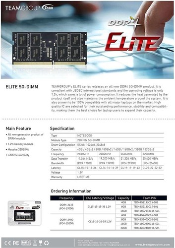 TEAMGROUP Team Elite - DDR4-16 GB - SO DIMM 260-PIN - ungepuffert 16GB - Picture 7 of 7
