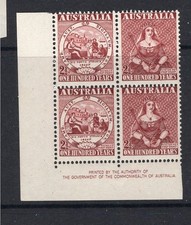 AUSTRALIA PREDECIMAL 1950 FIRST STAMPS IMPRINT BLOCK VERY FINE MNH.,.......,.5