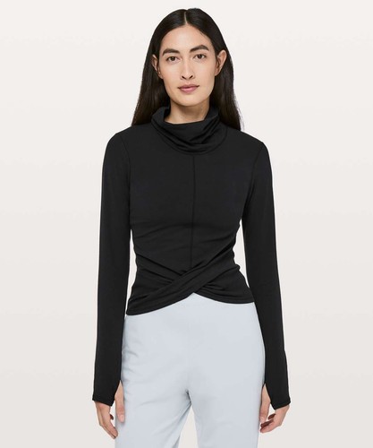 Lululemon Melodic Movement Long Sleeve High Neck Top Black Size 10