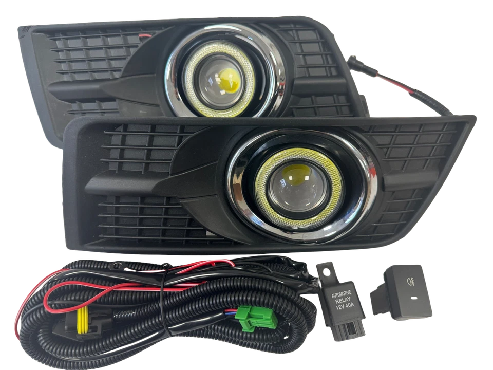 White LED Fog Light DRL Halo Angel Eye & Wring & Bezel For 10-16 Cadillac SRX - Imagem 3 de 4