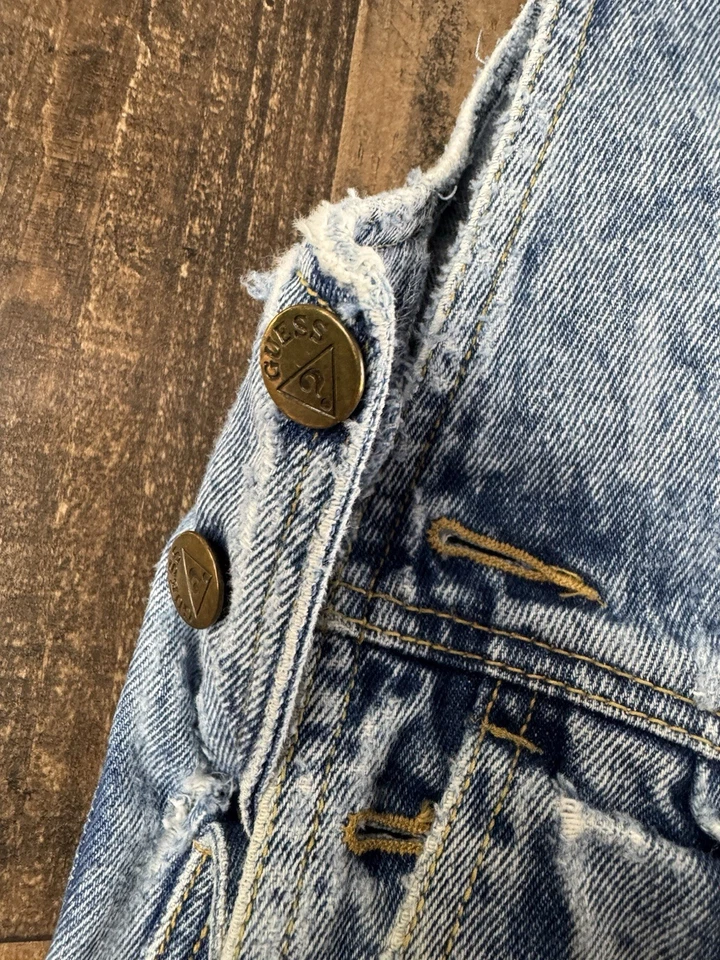 Vintage 80s Georges Marciano Guess Jeans Overalls Women's 2 Acid Wash USA Made - Image 4 of 4