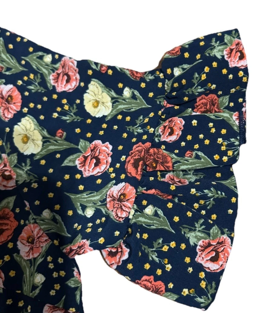 VETEMENTS Abito midi chic Lake Flower floreale Cottagecore manica a sbuffo boho a strati USA TAGLIA M