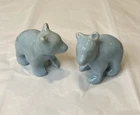 Pair Shawnee Pottery Miniature Blue Bears Playful Figurines Collectible VTG USA