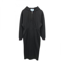 PRADA Half-zip Hooded Long-sleeved Shirt Dress 40 P3K44 cotton polyester Black