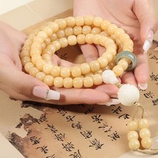 8 10mm Natural White Bodhi Prayer Beads Buddha Meditation Multi-loop Bracelet