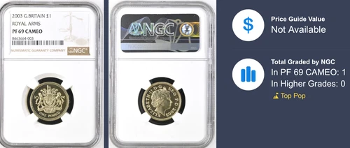 2003 £1 One Pound Royal Arms NGC PF69 Proof Great Britain