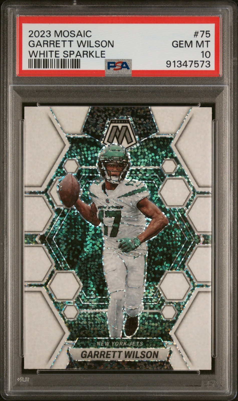 Garrett Wilson 2023 Panini Mosaic White Sparkle Prizm #75 PSA 10 New York Jets