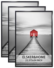 ELSKER HOME 22.375x34 Black Poster Frame 3-Pack, Wall Mount, Sturdy