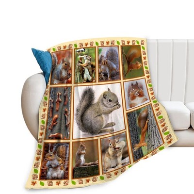 40X50 inch Cute Squirrel Decor Throw Blanket Super Warm Soft Plush Lightweight