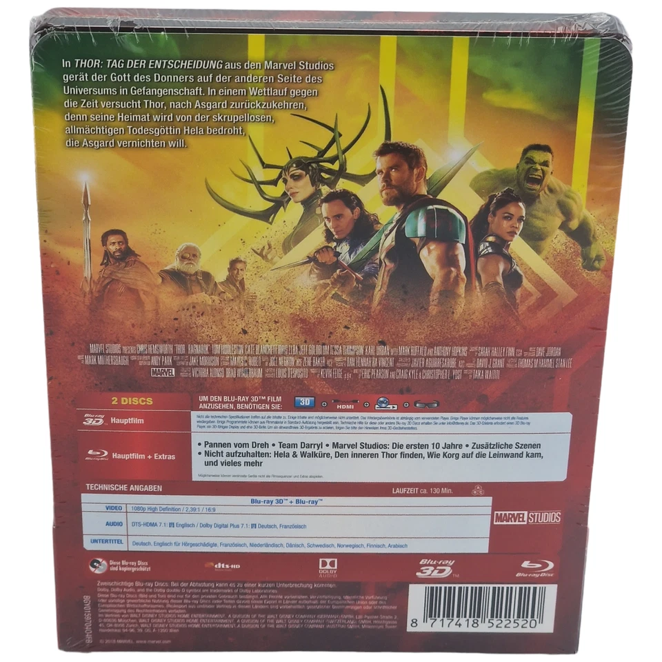 Thor: Ragnarok Blu-Ray 3D + Steelbook Limited Edition Chris Hemsworth 2018 Area - Image 3 of 4
