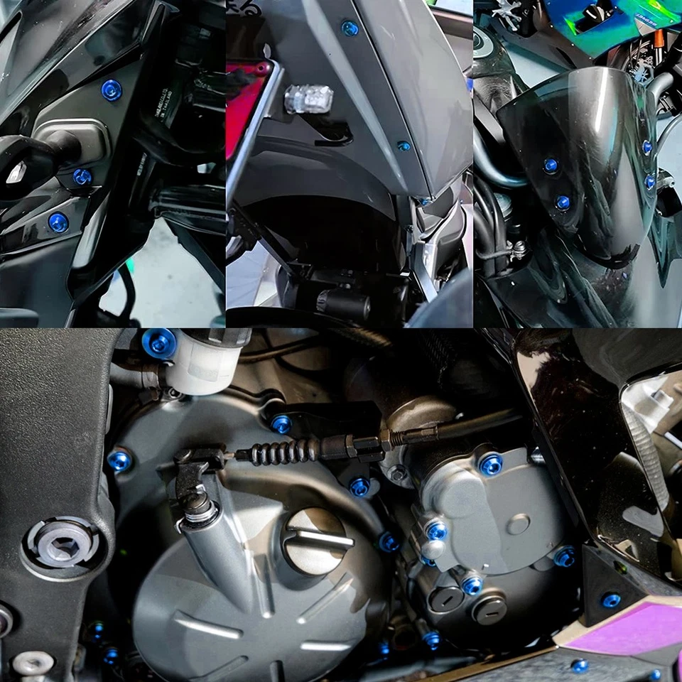 Kit completo de pernos de carenado azul para motocicleta carrocería tornillo repuesto para Kawasaki EE. UU. Foto 4 de 4
