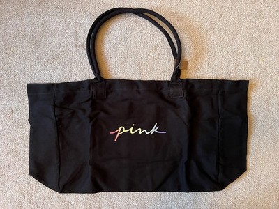 TRAVEL TOTE - Victoria's Secret PINK - Black - Cotton - Large - NEW