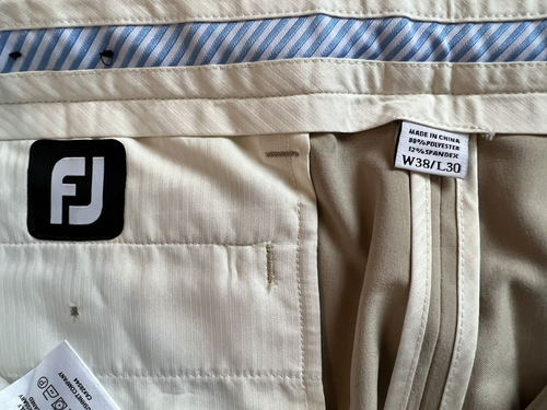 FJ FootJoy Men's Khaki Tan Golf Pants Sz W38/L30 Stretchy Pockets EUC - Picture 3 of 6