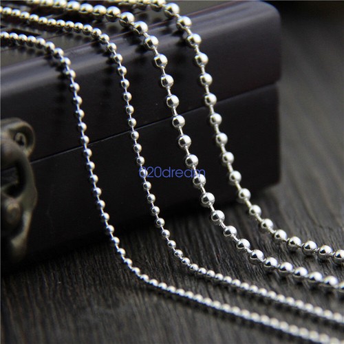 925 Sterling Silver Small 1mm Bead Ball Diamond Cut Fine 16 Chain Necklace GIFT