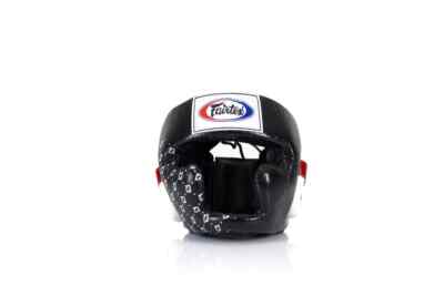 Fairtex HG10 Headgear Head Guard Super Sparring Black White