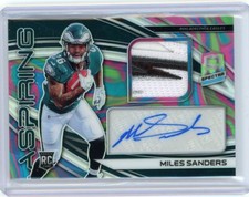 2019 Panini Spectra Football Marble Logo Rookie Patch Auto #APA-13 Miles Sanders