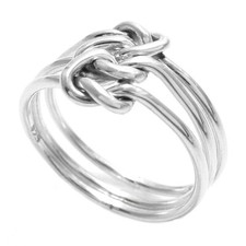 925 Sterling Silver Interlocking Triple Band Knot Ring Size 5-9