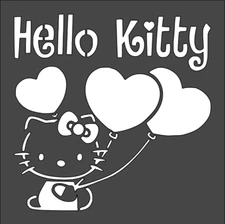 5x5 Inch Hello Kitty Stencil – Heart-Shaped Balloon,Reusable Mylar, Craft, Décor