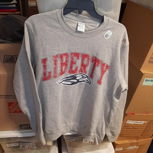 New ! Liberty Flames Arc Over Vintage Logo Licensed Light Gray Long TShirt Sz M